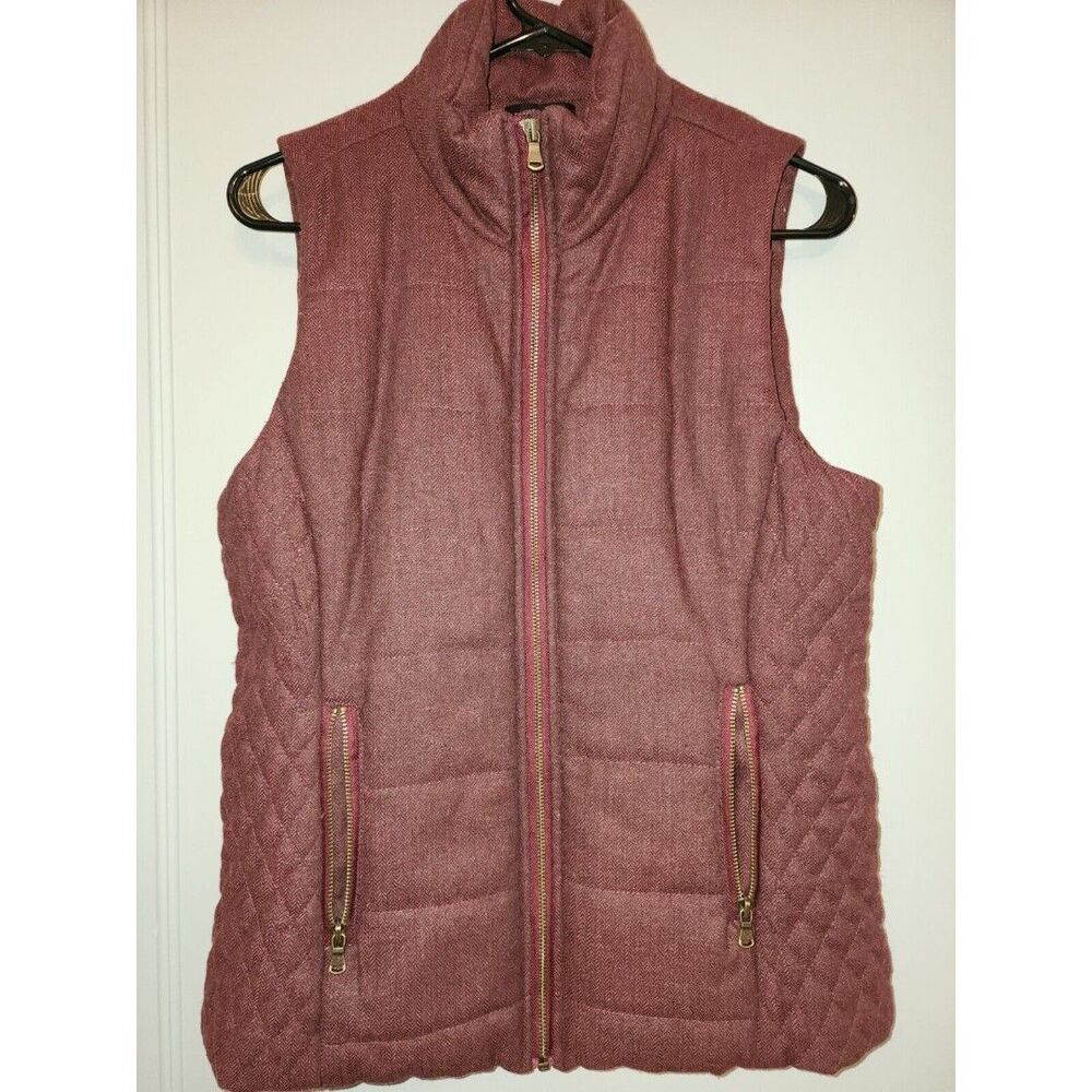 Lemon Tart Herringbone Wool Blend Skyros Vest Size Medium  Maroon Burgundy